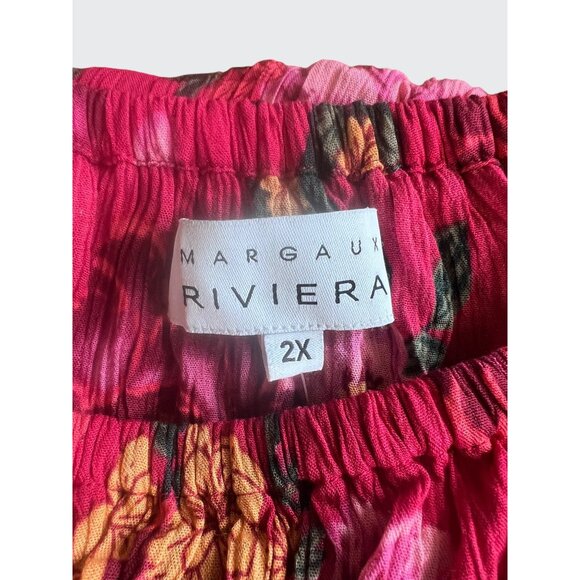 Margaux Riviera Womens Fuschia Floral Bohemian Off the Shoulder Maxi Dress 2X - Picture 6 of 12